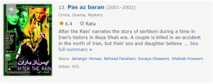 سریال پس از باران سیزدهمین مورد از بهترین سریال های ایرانی در imdb